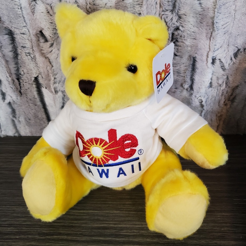 Dole Hawaii 10" Golden Teddy Bear Dole Logo‎ T-Shirt Stuffed Animal Fiesta TAGS